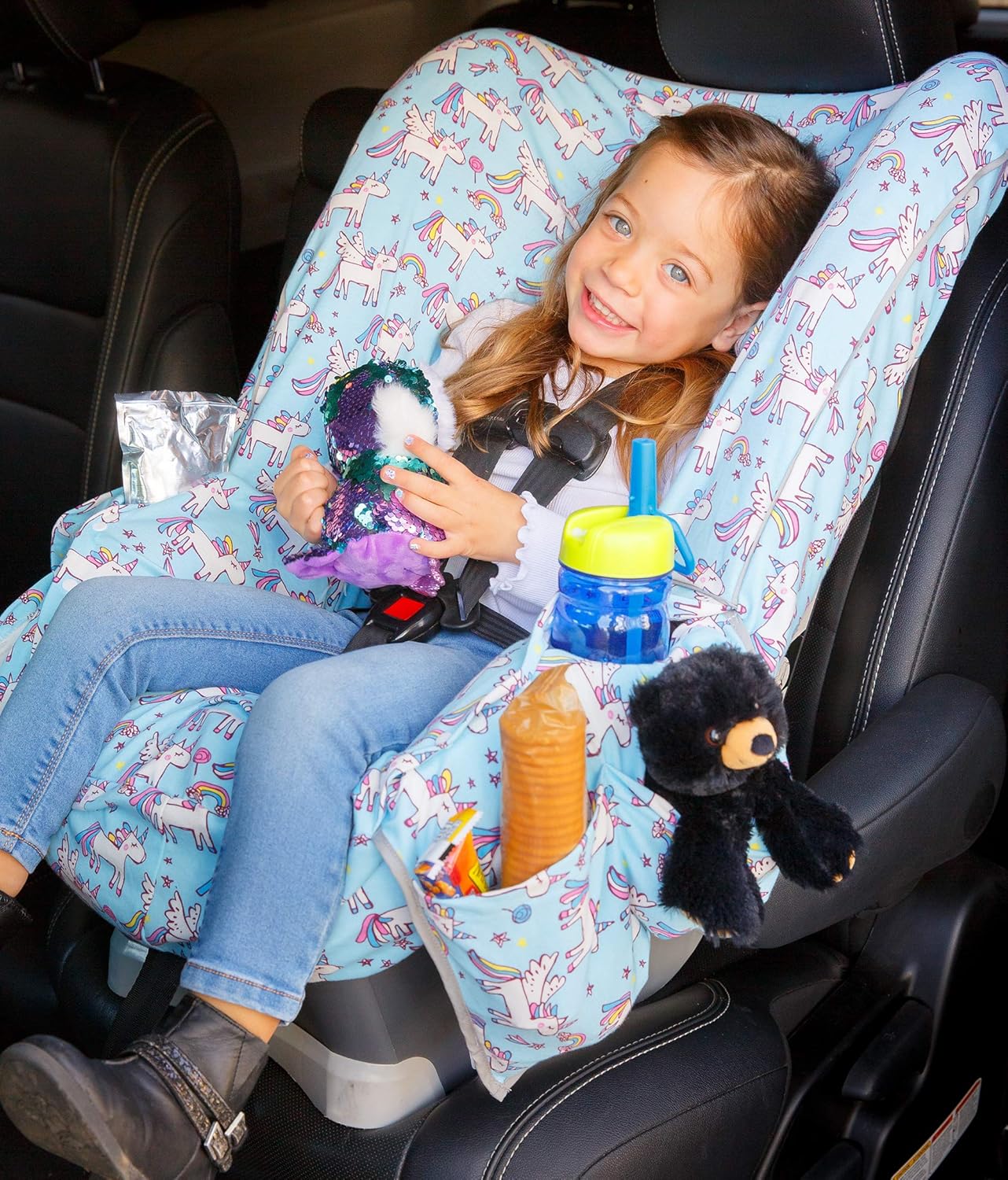 Niko Easy-Wash Children's Car Seat Cover & Liner - Cotton Jersey Gray & White Arrow Pattern - Universal FIT - Crash Tested - Waterproof SEAT Bottom - Easy to Clean - Machine Washable