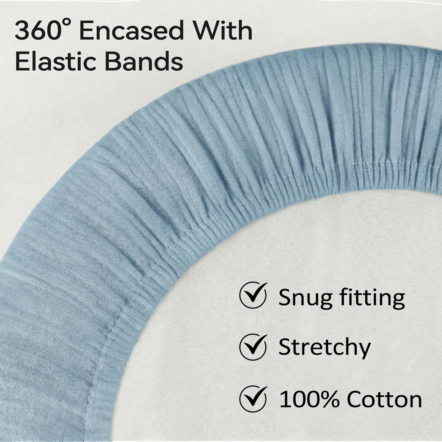 Muslin Bassinet Sheet Compatible with Maxi-COSI Iora & Iora Air Bedside Sleeper - 100% Cotton Rectangular Mattress Pad Cover (33"x20"), Breathable & Soft, Boho (1 Pack Blue)