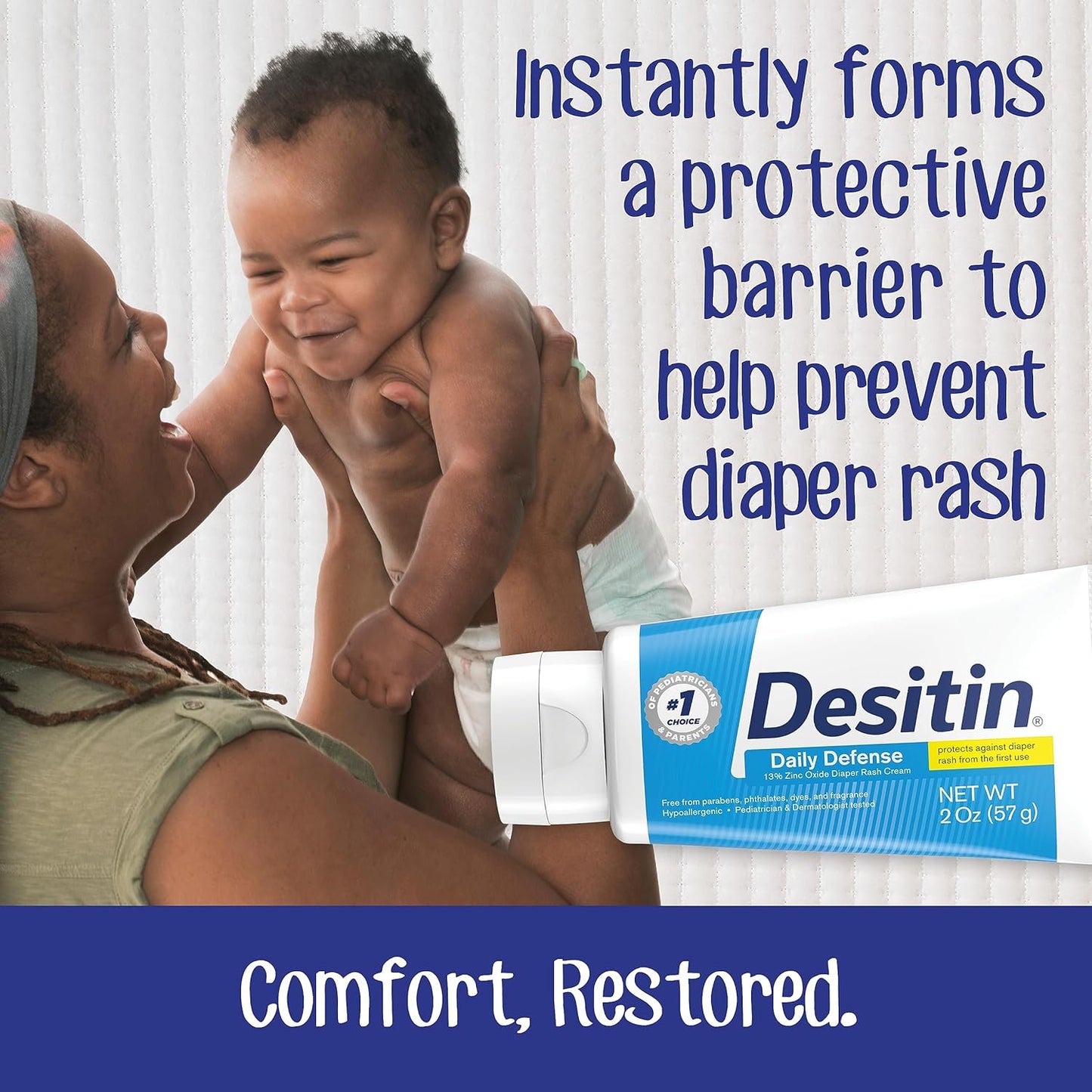 Desitin Daily Defense Baby Diaper Rash Cream with Zinc Oxide to Treat, Relieve & Prevent diaper rash, Hypoallergenic, Dye-, Phthalate- & Paraben-Free, 4 oz