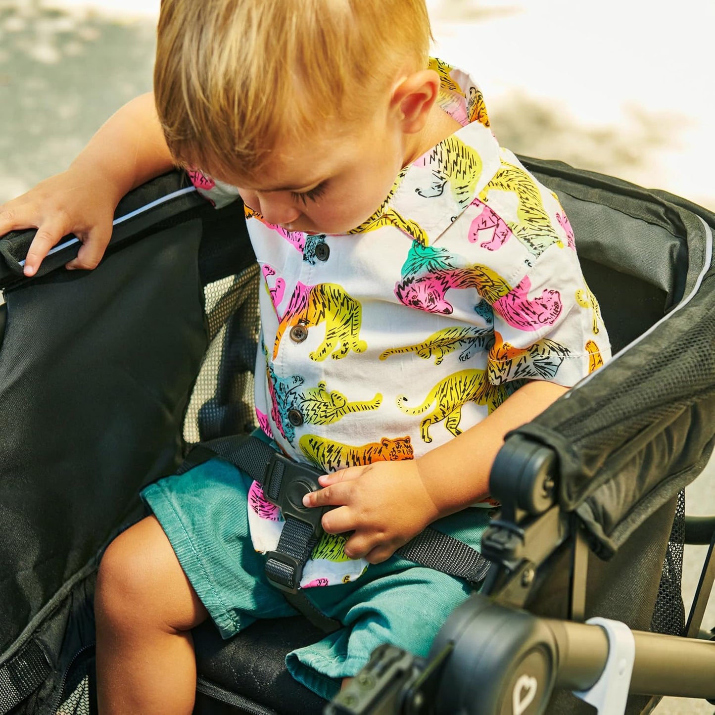 Munchkin Collapsible Wagon for Kids, Foldable, Ultra-Compact and Lightweight Stroller Wagon, All-Terrain Wheels, Adjustable Sun Canopy - Holds Up to 2 Passengers, Black