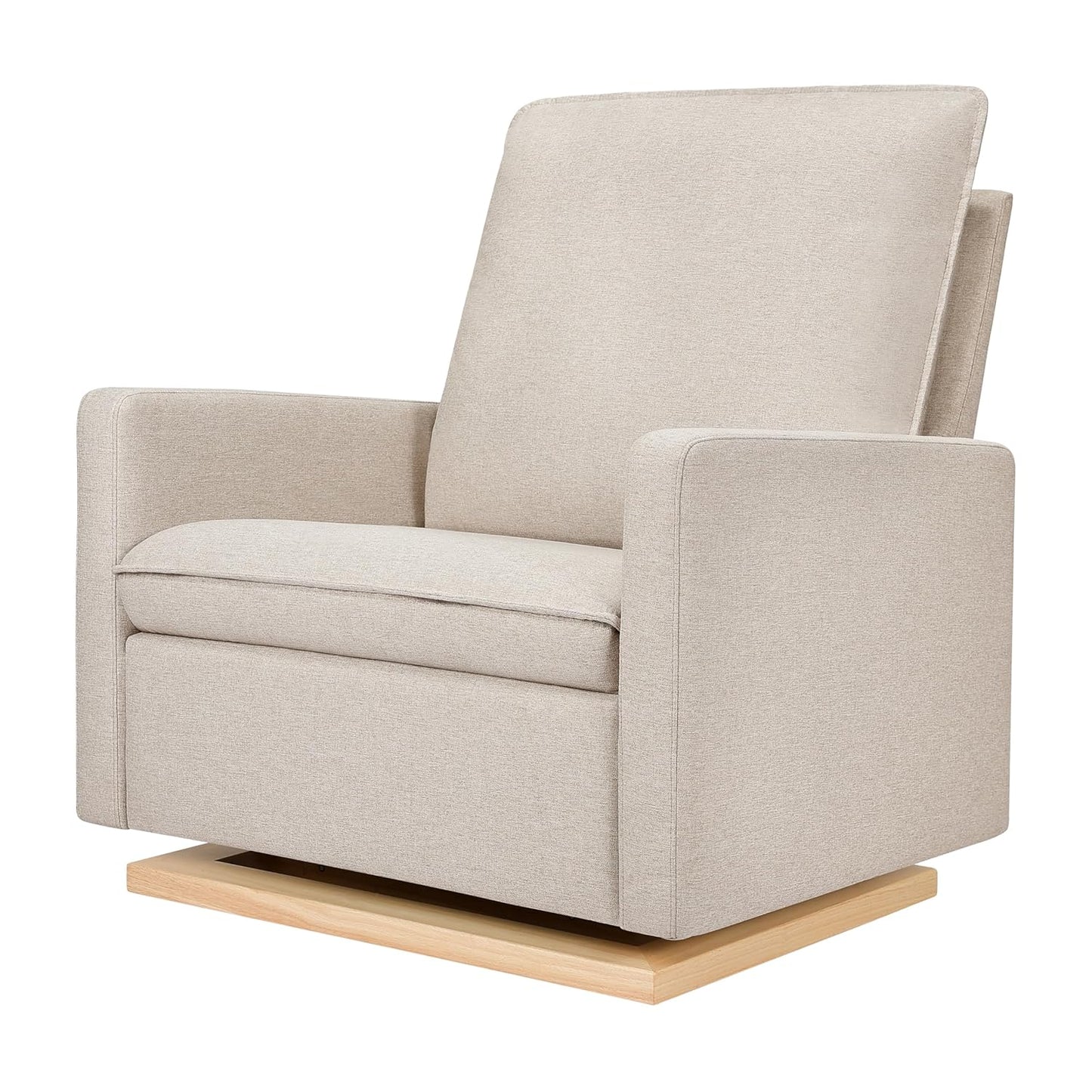 Babyletto Cali Pillowback Swivel Glider in Performance Plastic Cream Eco-Weave, Water Repellent & Stain Resistant, Greenguard Gold and CertiPUR-US Certified