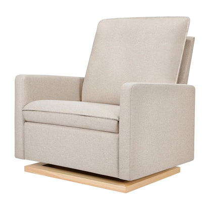 Babyletto Cali Pillowback Swivel Glider in Performance Plastic Cream Eco-Weave, Water Repellent & Stain Resistant, Greenguard Gold and CertiPUR-US Certified
