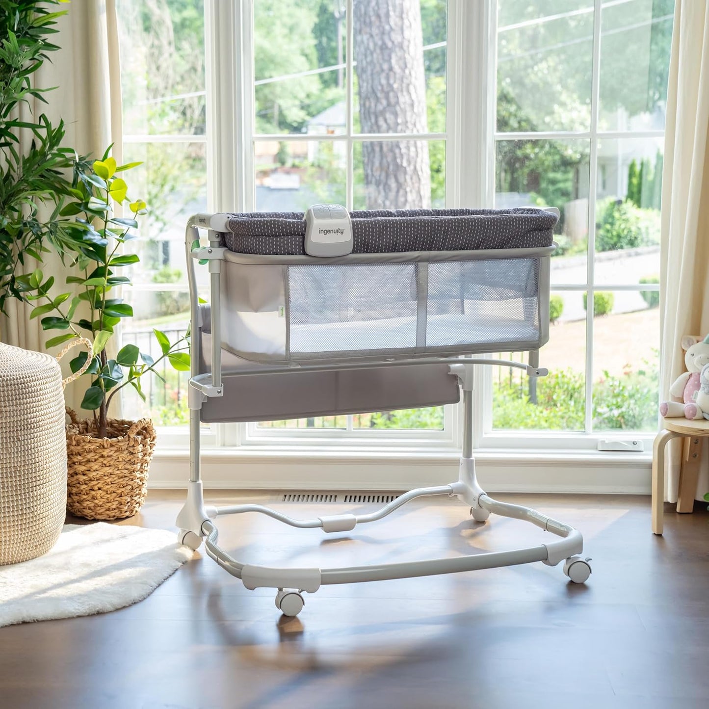 Ingenuity Dream Hero Starlight 3-in-1 Co-Sleeping Bassinet and Crib - Lume (Grey), Unisex, Newborn to 12 Months