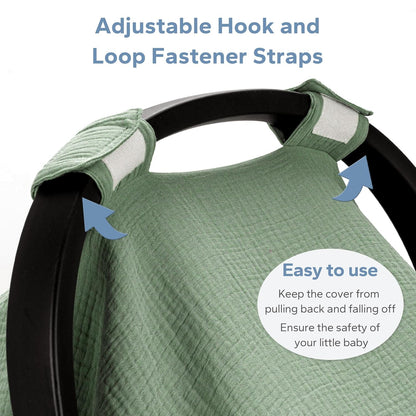SERAPHY 2-in-1 Muslin Baby Car Seat Cover & Nursing Cover, Soft Lightweight Breastfeeding Cover for Boys and Girls,Breathable Canopy for Infant Carseat & Stroller for Summer—Blueberrie