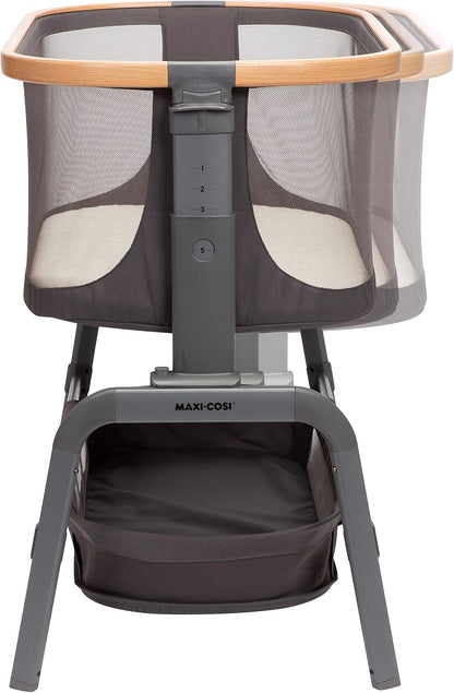 Maxi-Cosi Iora Baby Bassinets Bedside Sleeper, Portable Bassinet, Infant Bedside Sleeper Crib, Height Adjustable, Breathable Mesh, Large Storage Basket, Truffle