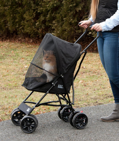 Pet Gear Travel Lite Plus Stroller, Compact, Easy Fold, No Assembly Required, Large Wheels for Cats and Dogs up to 15 pounds, Light Pink