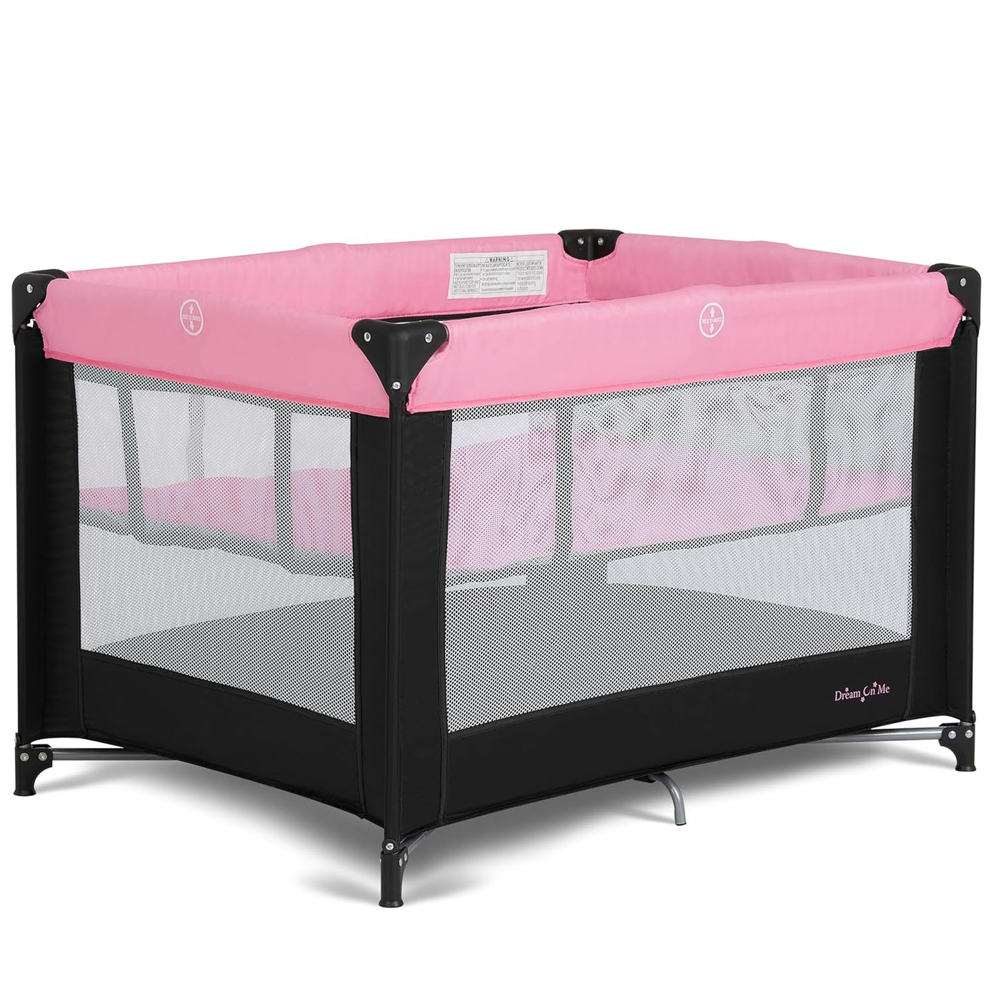 Dream On Me Zazzy Portable Playard with Bassinet in Black, Lightweight Packable and Easy Setup Baby Playard with Mattress and Travel Bag