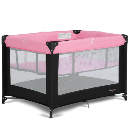 Dream On Me Zazzy Portable Playard with Bassinet in Black, Lightweight Packable and Easy Setup Baby Playard with Mattress and Travel Bag