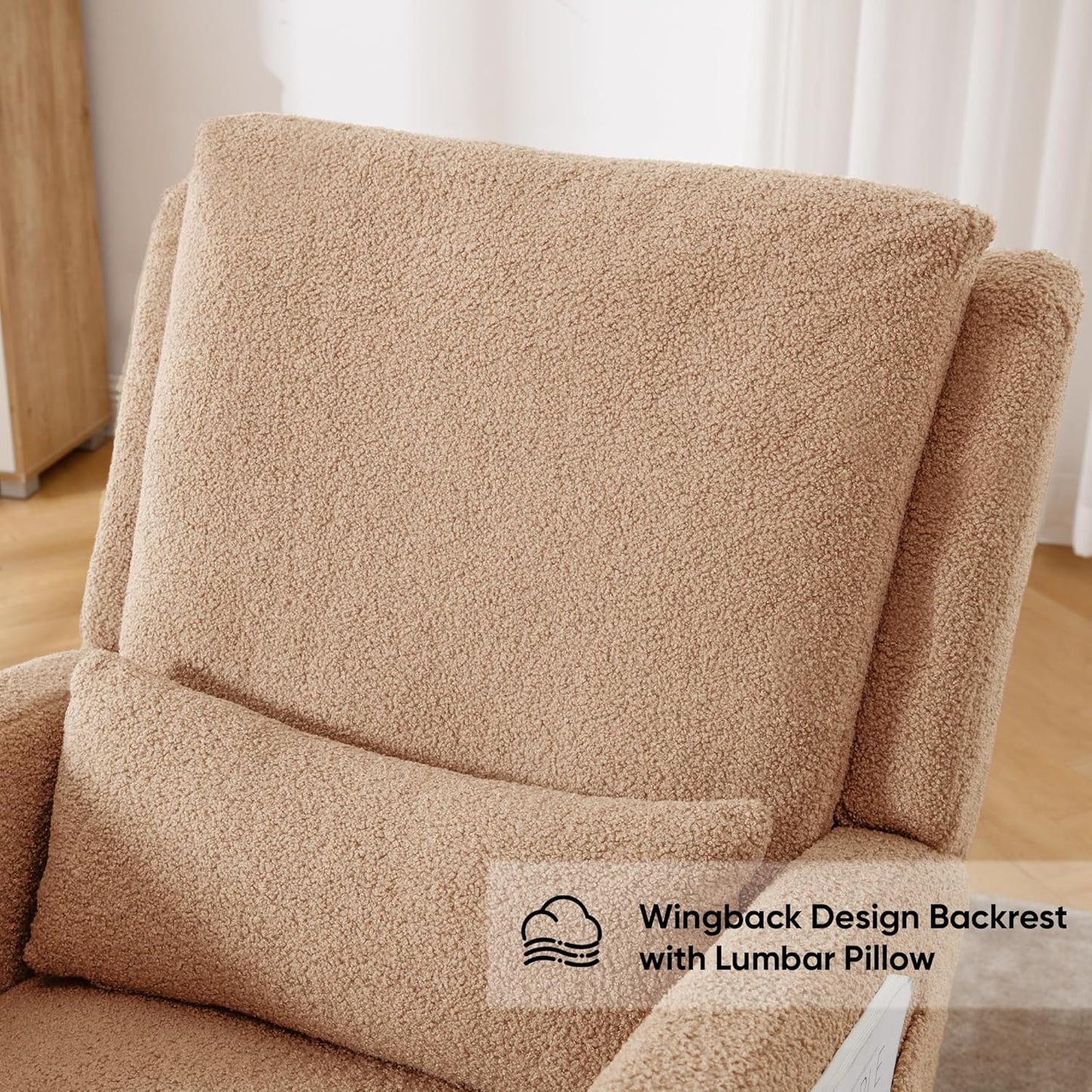 HCHAIRH Rocking Chair Nursery, Sherpa Nursing Rocking Chairs, Upholstered Nursery Glider Rocker for Mom Nursery Morden Accent Rocking Chair Pillow for Living Room,Bedroom,Teddy Light Grey