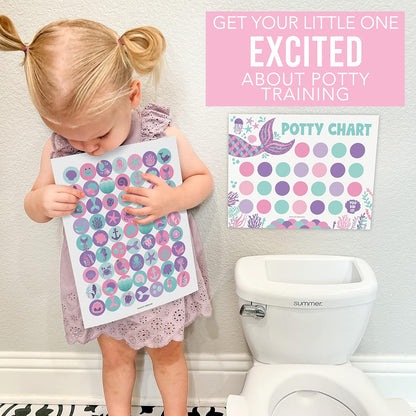 Hadley Designs Potty Training Chart for Toddlers Girls -10 Sticker Potty Chart for Toddlers Girls, 8.5x11" Potty Training Sticker Charts for Toilet Success, Unicorn Toddler Reward Chart for Kids