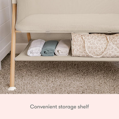 Newton Baby Bassinet & Bedside Sleeper with Mattress & Sheet - Ultra-Breathable & Completely Washable, Removable Dual-Layer Cover | Wood Frame | Adjustable Height & Infant Access Opening