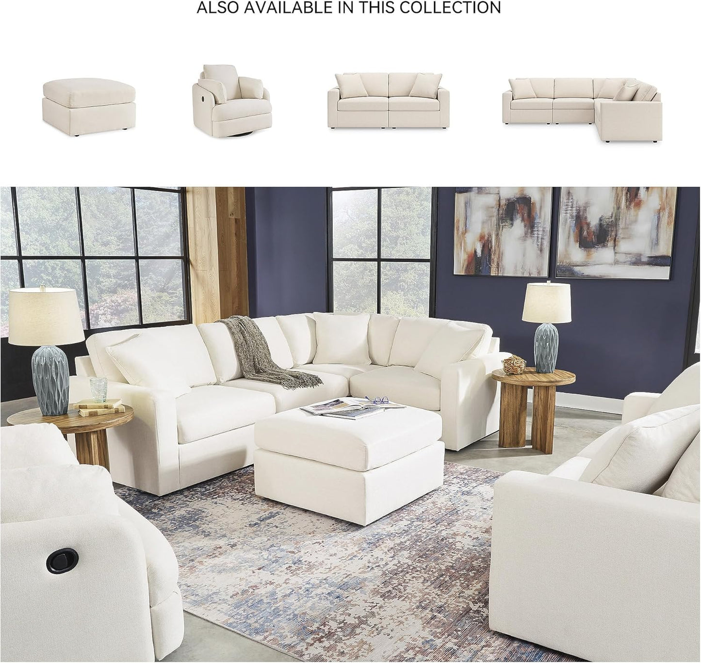 Signature Design by Ashley Modmax Coastal Press-Back Swivel Glider Rocker Recliner with Machine Washable Cover, Hidden Storage Compartments and 2 Bolster Pillows, Beige - Colors A