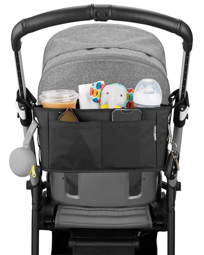 Skip Hop Ultimate Stroller Organizer Universal Fit with Adjustable Straps, Magnetic Flaps and Convertible Design That fits 40 oz. Tumblers, Oat