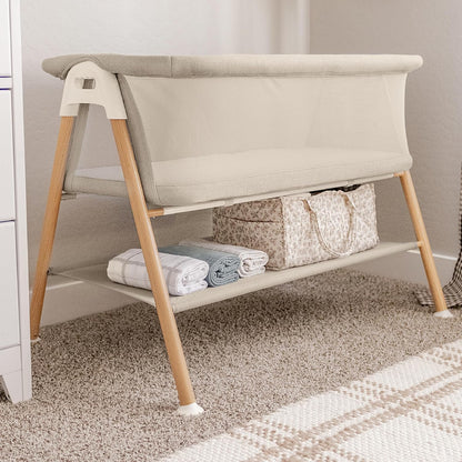 Newton Baby Bassinet & Bedside Sleeper with Mattress & Sheet - Ultra-Breathable & Completely Washable, Removable Dual-Layer Cover | Wood Frame | Adjustable Height & Infant Access Opening