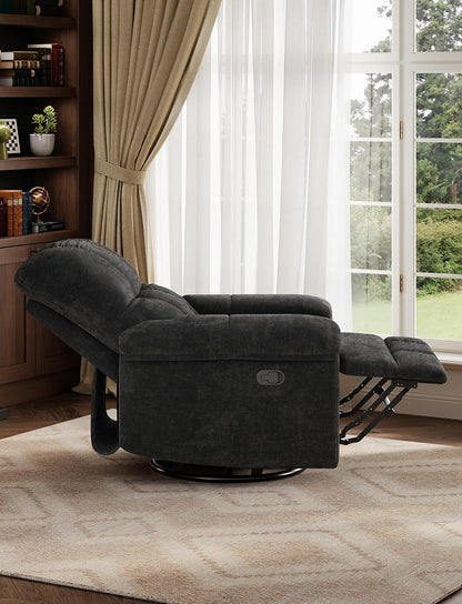 GAOMON Swivel Rocking Recliner Chair, Manual Leather Recliner Glider with Lumbar Support & Padded Armrest, Comfortable Rocker Nursery Single Sofa for Living Room and Bedroom (Cream)