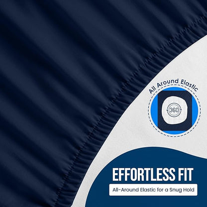 Queen Size Mattress Protector Waterproof, Premium 200 GSM Terry Mattress Cover, Soft & Breathable Bed Cover, Fitted Sheet Style Stretchable Deep Pockets 17" by Utopia Bedding (Navy Blue)