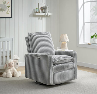 Oxford Baby Uptown Upholstered Glider Recliner Rocking Chair 360° Swivel for Nursery and Living Room - Boucle White