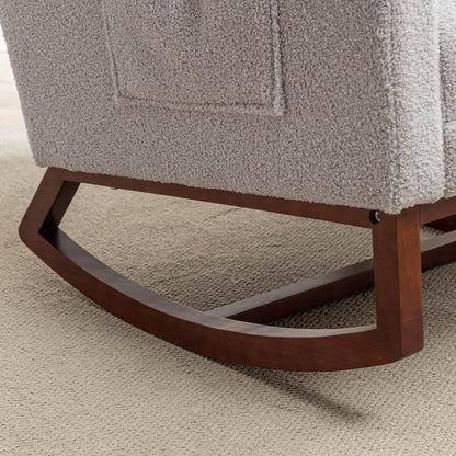 HCHAIRH Rocking Chair Nursery, Nursery Rocking Chairs with Foot Rest, Comfy Fabric Glider Rocker Nursing Chair with High Back for Nursing, Living Room, Bedroom, Beige