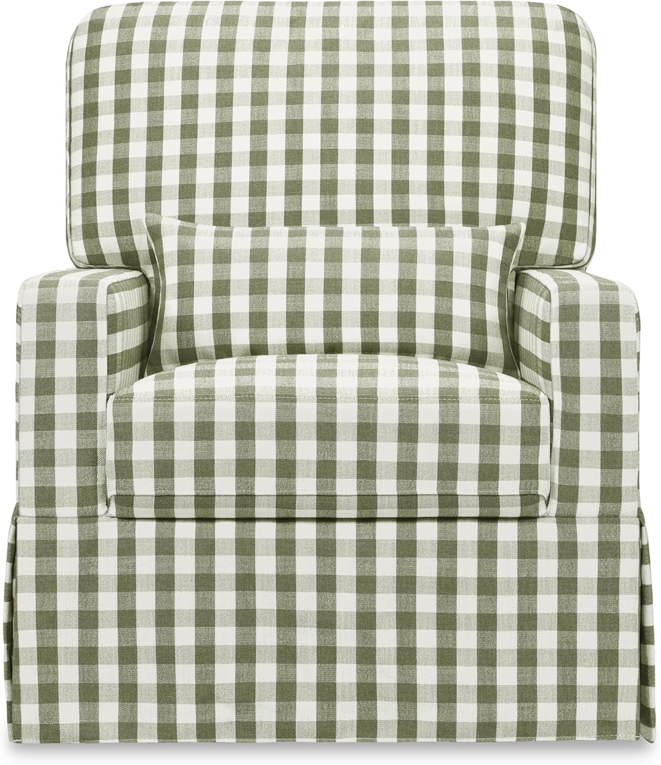 Namesake Crawford Pillowback Comfort Swivel Glider in Tan Gingham, Water Repellent & Stain Resistant, Greenguard Gold & CertiPUR-US Certified