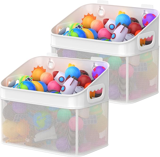 GloTika Mesh Baby Bath Toy Storage, ‎Large Capacity and Quick Drying Baby Toy Storage for Bath, Multi-use Net Bags Make Baby Bath Toy Organizer Easy, 2 Pack