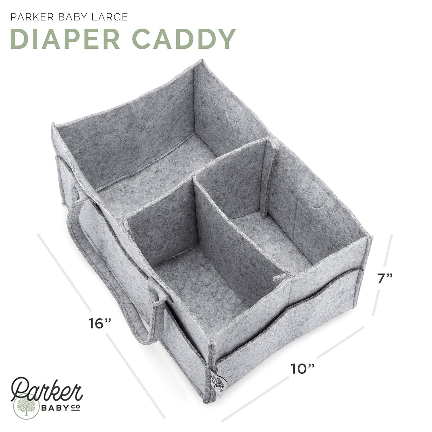Parker Baby Diaper Caddy - Nursery Storage Bin and Car Organizer for Diapers and Baby Wipes - White, Large