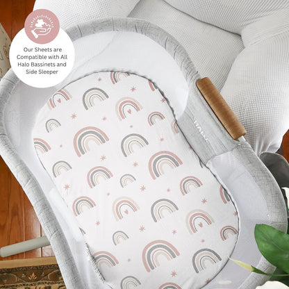 Muslin Bassinet Sheets for Angelbliss, Cowiewie, Amke, Jimglo, Suihuooo, Wayfong Baby Bassinet Bedside Sleeper by TansyPanda, 3PC, 20×33in, Ultra Soft, Breathable, Snug Fit, Unisex Boys Girls, Maadi