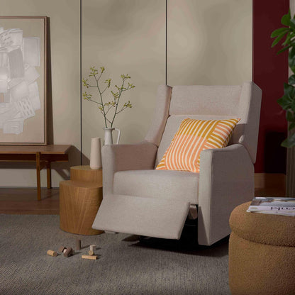 Kiwi Glider Recliner w/Electronic Control and USB | in Almond Teddy Loop w/Light Wood Base, Greenguard Gold Certified