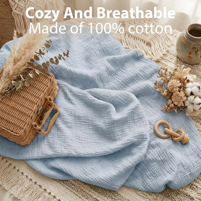 Muslin Bassinet Sheet Compatible with Maxi-COSI Iora & Iora Air Bedside Sleeper - 100% Cotton Rectangular Mattress Pad Cover (33"x20"), Breathable & Soft, Boho (1 Pack Blue)