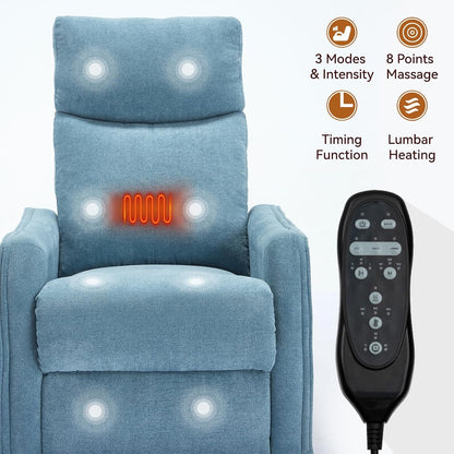 Swivel Rocker Recliner Chair for Adults, Nursery Rocking Chair with Heat and Massage, Glider Reclining Chair for Small Space Living Room Bedroom, Faux Leather Black