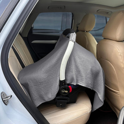 100% Muslin Cotton Car Seat Cover Baby, Carseat Canopy Cover, Universal Fit Stroller Covers for Boys and Girls (Blue)
