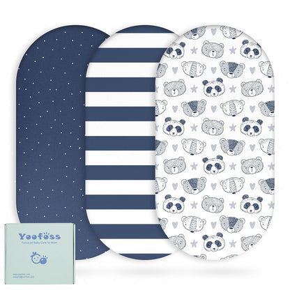 Yoofoss Pack and Play Sheets Fitted, Mini Crib Sheets 2-Pack for Pack N Play Mattress, Stretchy Playard Sheet, Soft and Breathable Green+Giraff