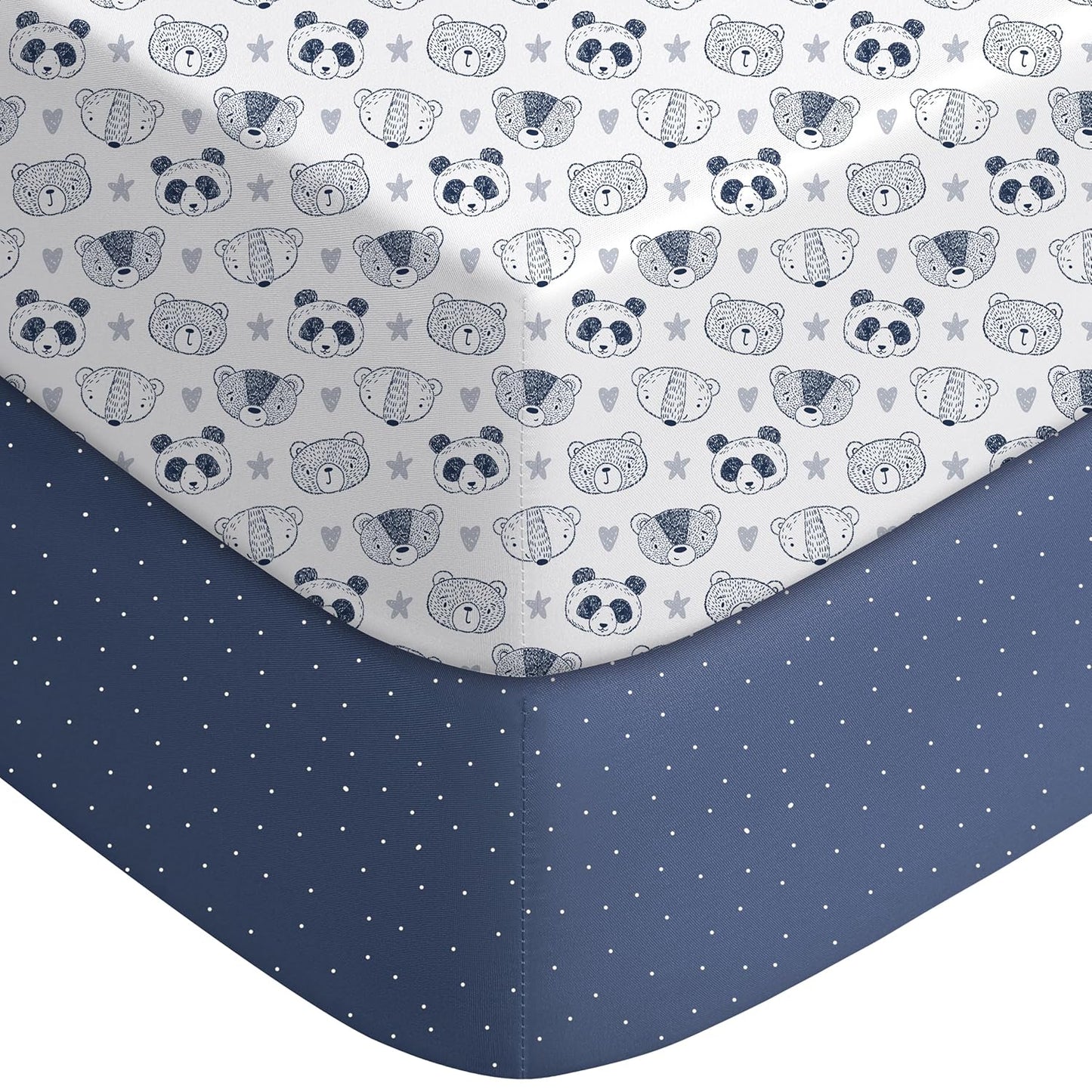 Yoofoss Pack and Play Sheets Fitted, Mini Crib Sheets 2-Pack for Pack N Play Mattress, Stretchy Playard Sheet, Soft and Breathable Green+Giraff