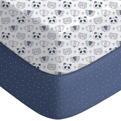 Yoofoss Pack and Play Sheets Fitted, Mini Crib Sheets 2-Pack for Pack N Play Mattress, Stretchy Playard Sheet, Soft and Breathable Green+Giraff
