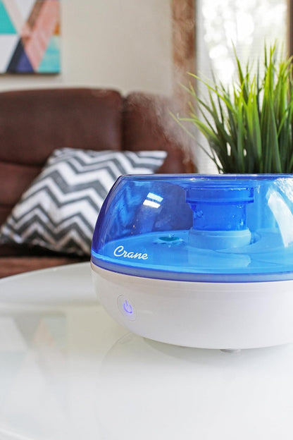 Crane Personal Ultrasonic Cool Mist Humidifier – 1.5 Liter, 8-Hour Run Time, Whisper Quiet, Auto Shut-Off, Filter-Free for Small Rooms, Offices, Nursery, Travel