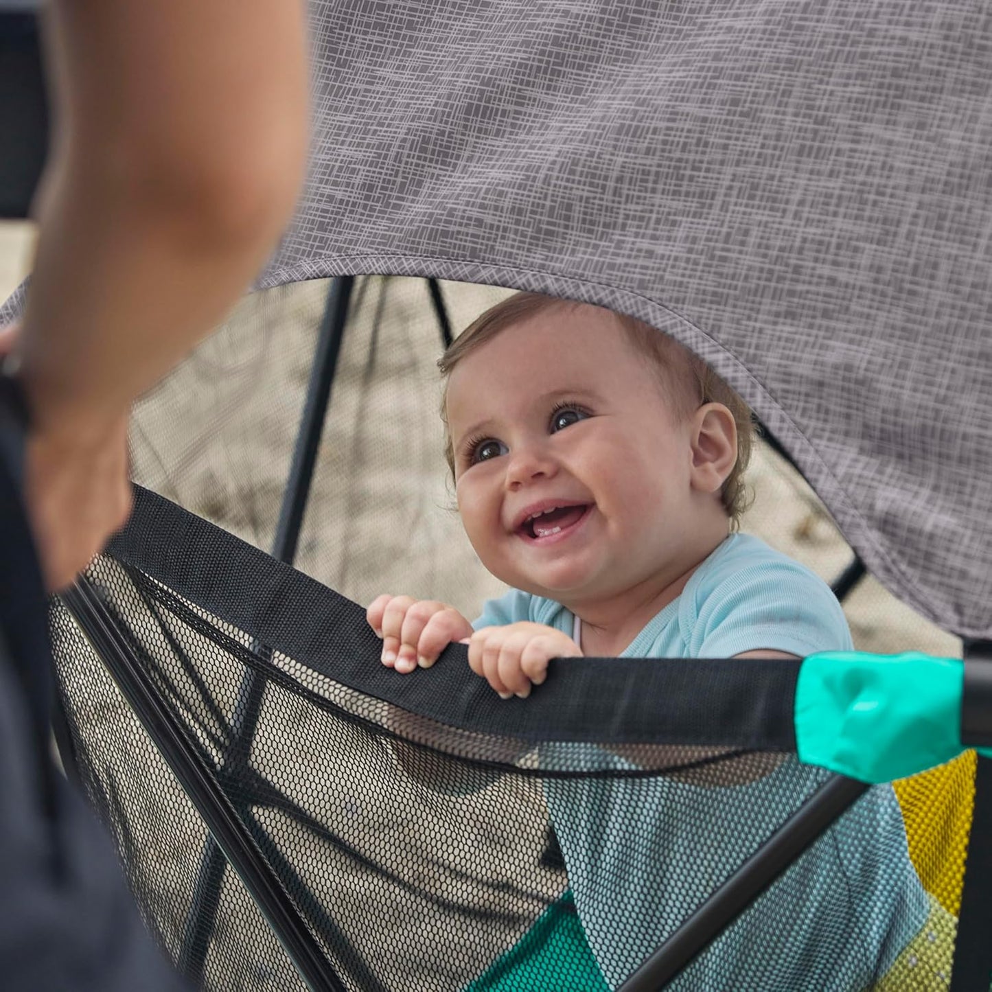 Summer Infant Pop ‘N Play Deluxe Ultimate Playard, Aqua Splash - Full Coverage Indoor/Outdoor Portable Play Pen with Fast, Easy and Compact Fold