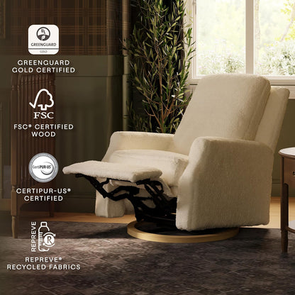 Namesake Crewe Glider Recliner Nursery Chair - GREENGUARD Gold & Certi-PUR US Certified Rocker Recliner - Glider Rocking Chair for Nursery & Living Room - Manual, 360° Swivel, Tan Gingham