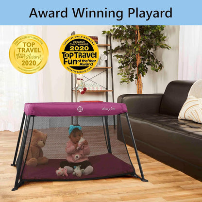 Dream On Me Travel Light Baby Playard with Zipper Access Door, Breathable Mesh Sides with Soft Comfortable Mattress, Easy Fold Design with Travel Carry Bag, Compact Space Saving Design - Grey