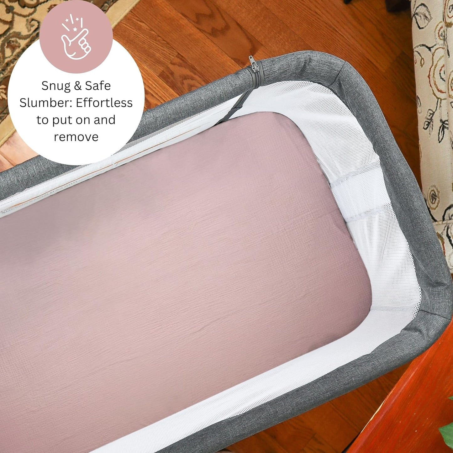 Muslin Bassinet Sheets for Angelbliss, Cowiewie, Amke, Jimglo, Suihuooo, Wayfong Baby Bassinet Bedside Sleeper by TansyPanda, 3PC, 20×33in, Ultra Soft, Breathable, Snug Fit, Unisex Boys Girls, Maadi