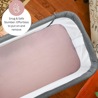 Muslin Bassinet Sheets for Angelbliss, Cowiewie, Amke, Jimglo, Suihuooo, Wayfong Baby Bassinet Bedside Sleeper by TansyPanda, 3PC, 20×33in, Ultra Soft, Breathable, Snug Fit, Unisex Boys Girls, Maadi