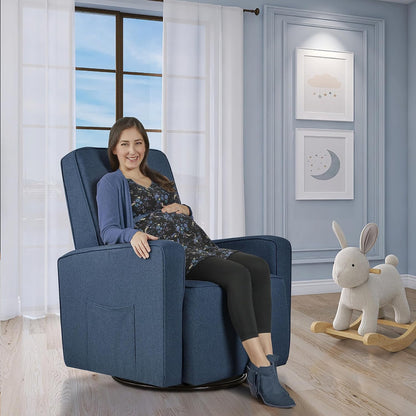 Evolur Holland Upholstered Plush Seating Glider Swivel, Glider Chair for Nursery in Harbor, Modern Nursery Glider, Tool-Free Assembly, Easy to Clean, Environmentally Conscious Glider