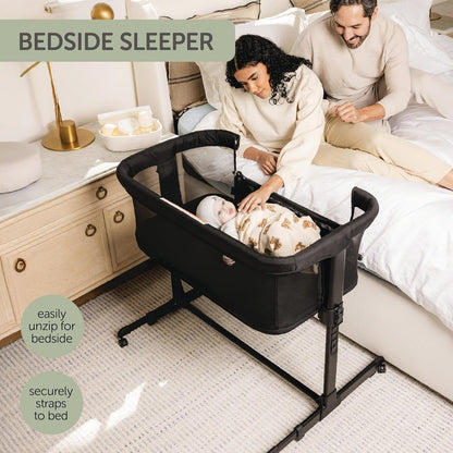 KoolerThings 3 in 1 Baby Bassinet, Bedside Sleeper, & Playpen, Easy Folding Portable Crib (Black)- KoolaBaby (Mesh Bassinet)