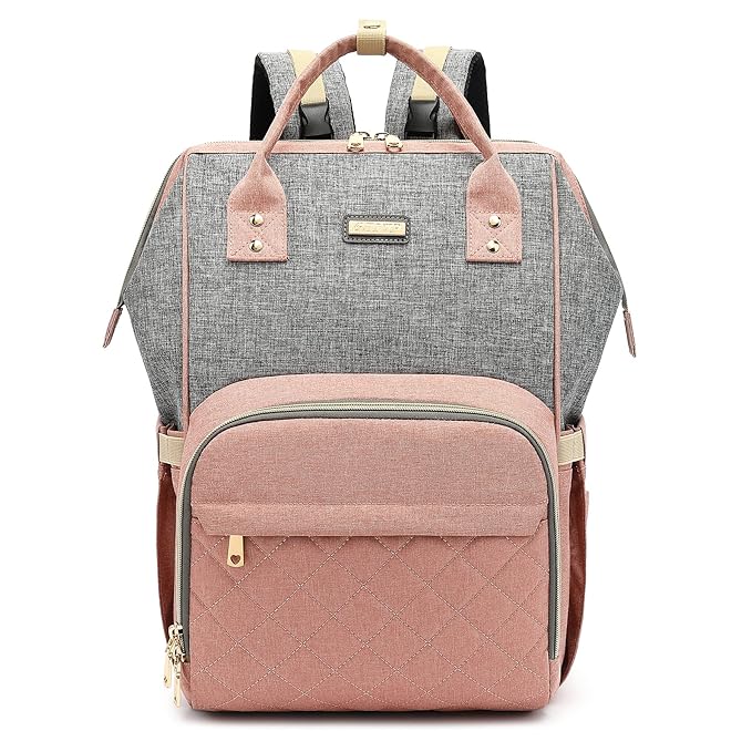 GAIVP Diaper Bag Backpack, Diaper Bags for Baby Girls Boys, Baby Bags for Moms Dads, Nappy Changing Bag with Insulated Pockets,Multi-functional Waterproof Backpack with Stroller straps-Pink