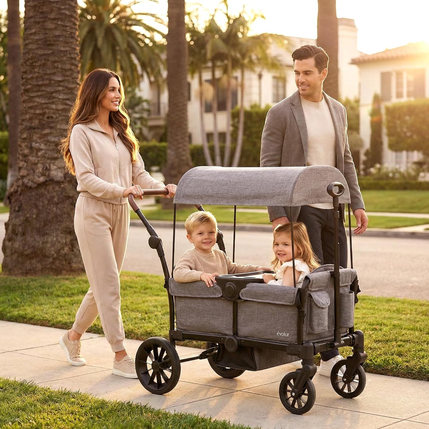 Evolur Velo Rider Travel Stroller – Compact, Lightweight Umbrella Stroller for Toddlers 6–36 Months, One-Hand Fold, Footrest, Rear Platform, 5-Point Harness, Portable & Travel-Friendly