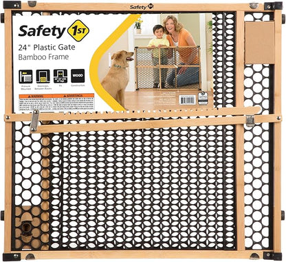 Safety 1st Bamboo Baby Gate for Doorways, No Drill Easy Install, Dog Gates, Fits 28"-42", 24" High, Bamboo and Black