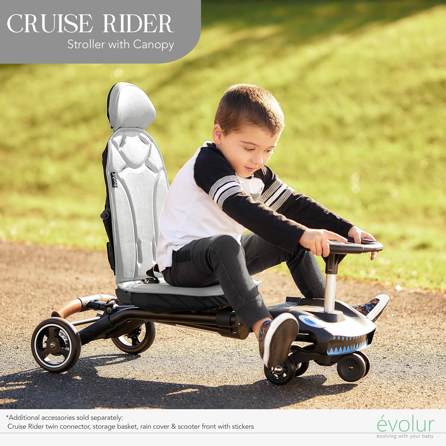 Evolur Cruise Rider Stroller with Canopy, Lightweight Umbrella Stroller with Compact Fold, Easy to Carry Travel Stroller - Cognac