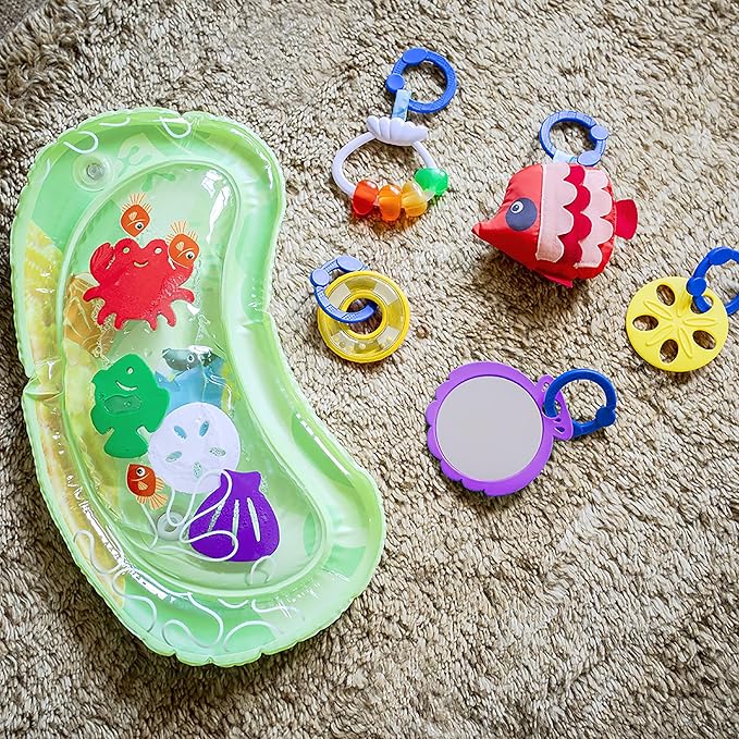 Baby Einstein Sea Floor Explorers 2-in-1 Water Mat, Portable Tummy Time, Activity Play Gym, Sensory Toys, Ages Newborn and Up