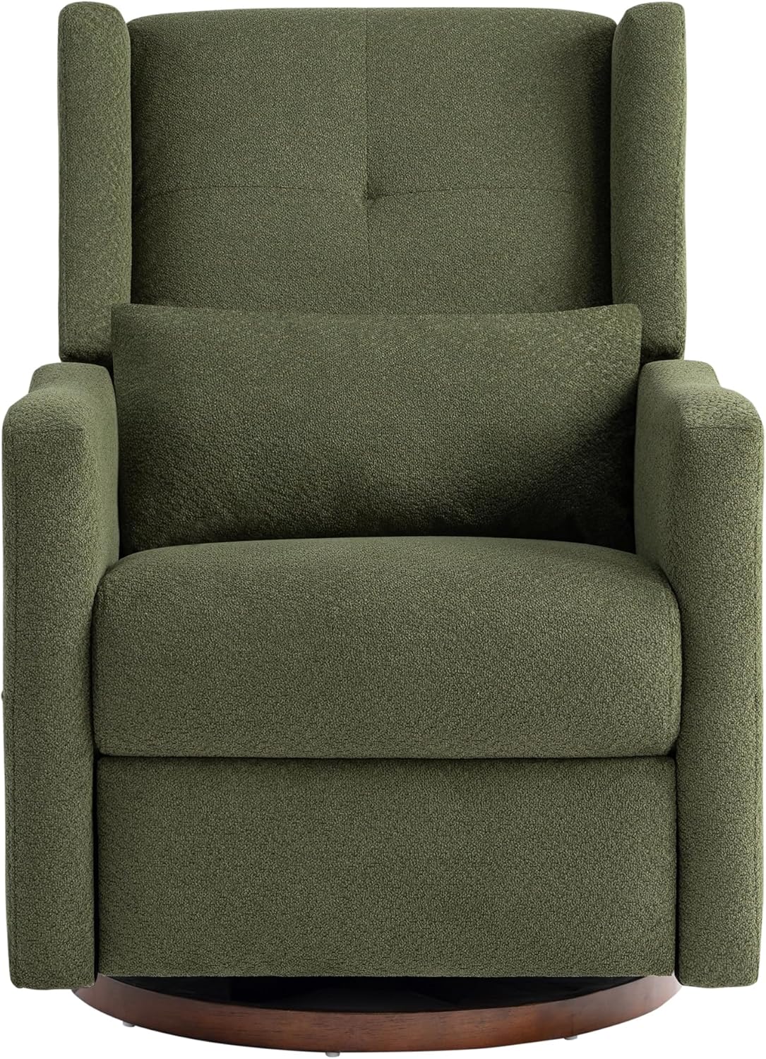 KISLOT Swivel Rocker Recliner Chair, Nursery Glider Recliner with Wood Base Manual Rocking Comfy Upholstered Fabric Reclining Single Sofa for Nursery Bedroom Living Room