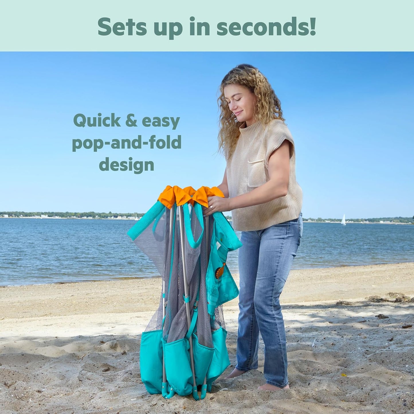 Summer Infant Pop ‘N Play Deluxe Ultimate Playard, Aqua Splash - Full Coverage Indoor/Outdoor Portable Play Pen with Fast, Easy and Compact Fold