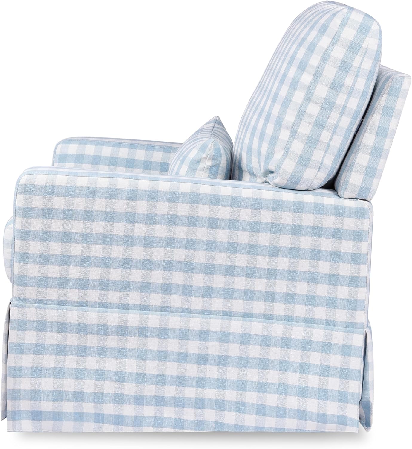 Namesake Crawford Pillowback Comfort Swivel Glider in Tan Gingham, Water Repellent & Stain Resistant, Greenguard Gold & CertiPUR-US Certified