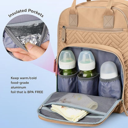 iniuniu Diaper Bag Backpack, 4 in 1 kit Large Unisex Baby Bags for Boys Girls, Waterproof Travel Back Pack with Pouch